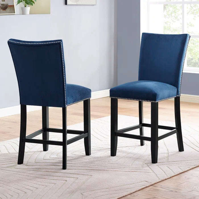 (Set of 4) Anxhela Upholstered Counter Stool with Wooden Frame SHOWROOM ITEM