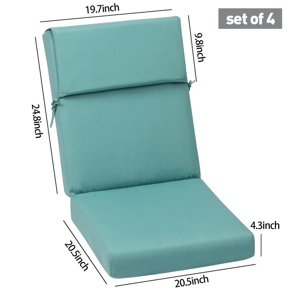 Aoodor Patio High Back Chair Cushions Set of 4, (Only Cushions) - Blue