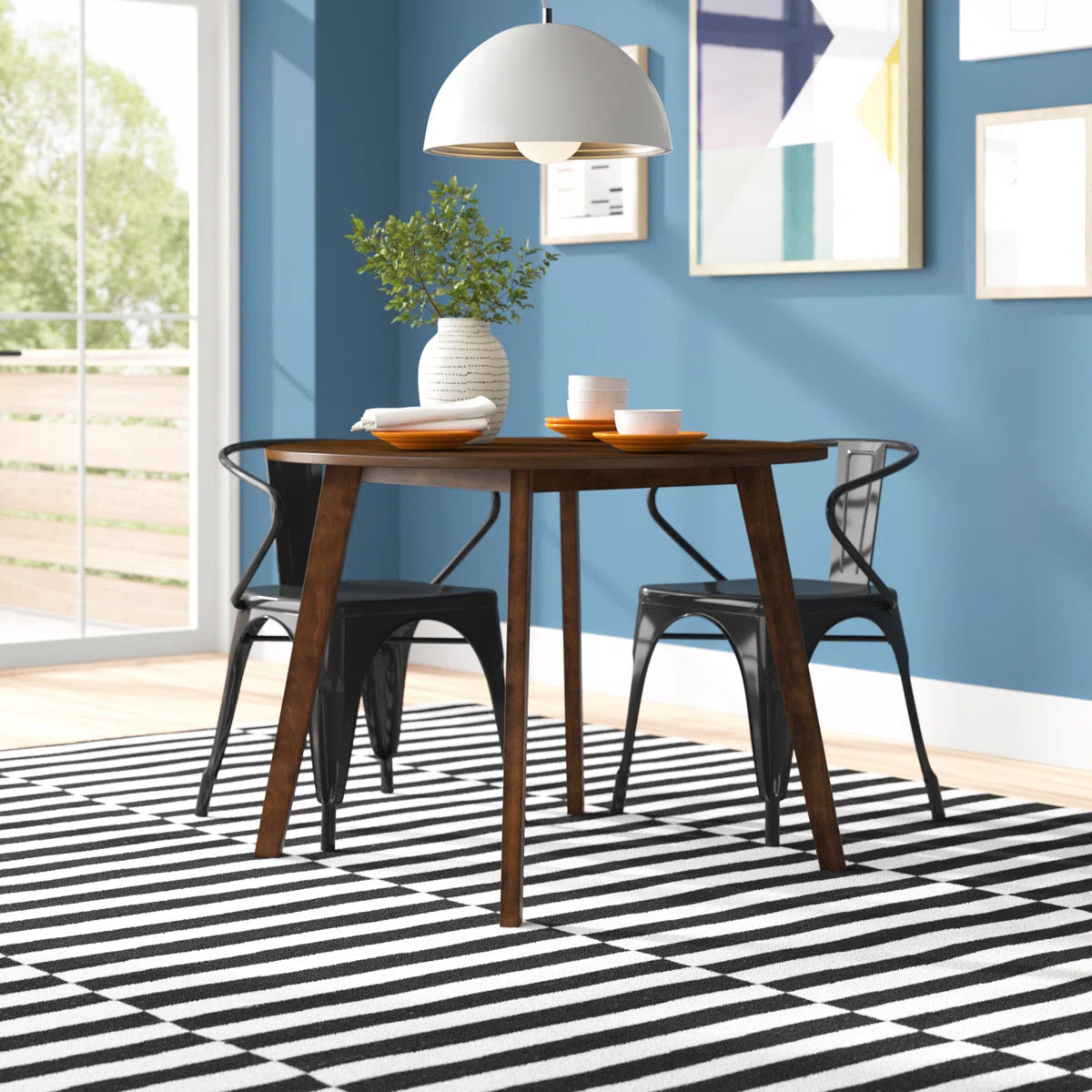 Aquin Round Solid Wood Base Dining Table - Walnut - SHOWROOM ITEM 