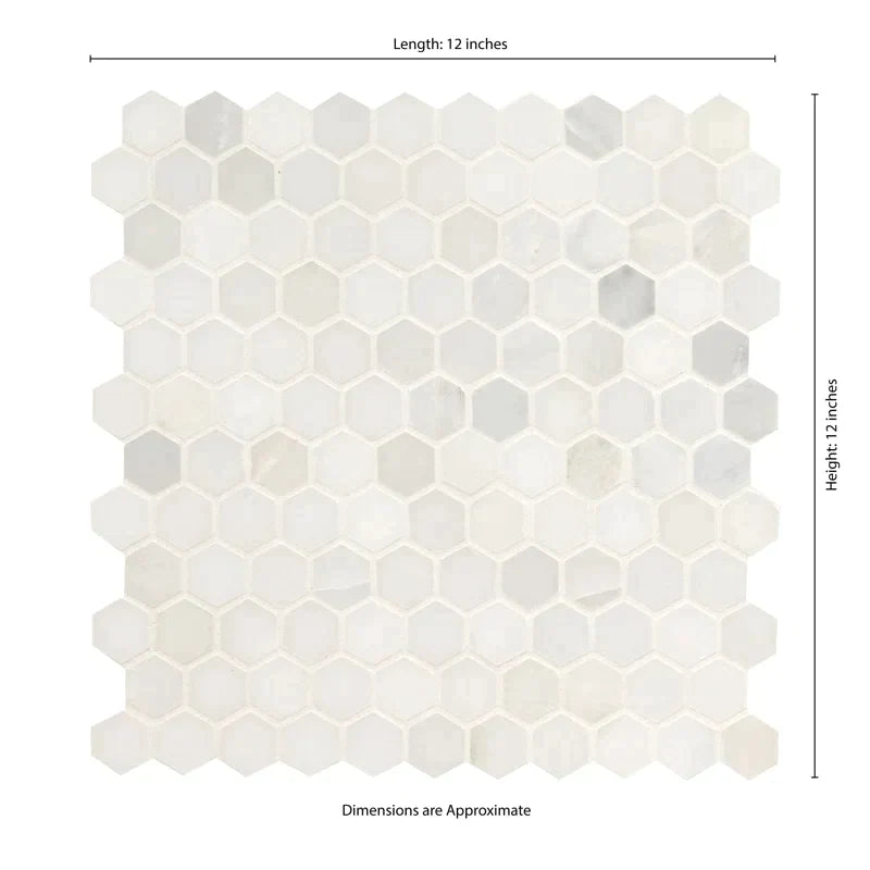 100 sq ft. Arabescato Carrara 12 in. x 12 in. Marble Honeycomb Mosaic Wall and Floor Tile, 10 boxes (final cut, no further discounts)