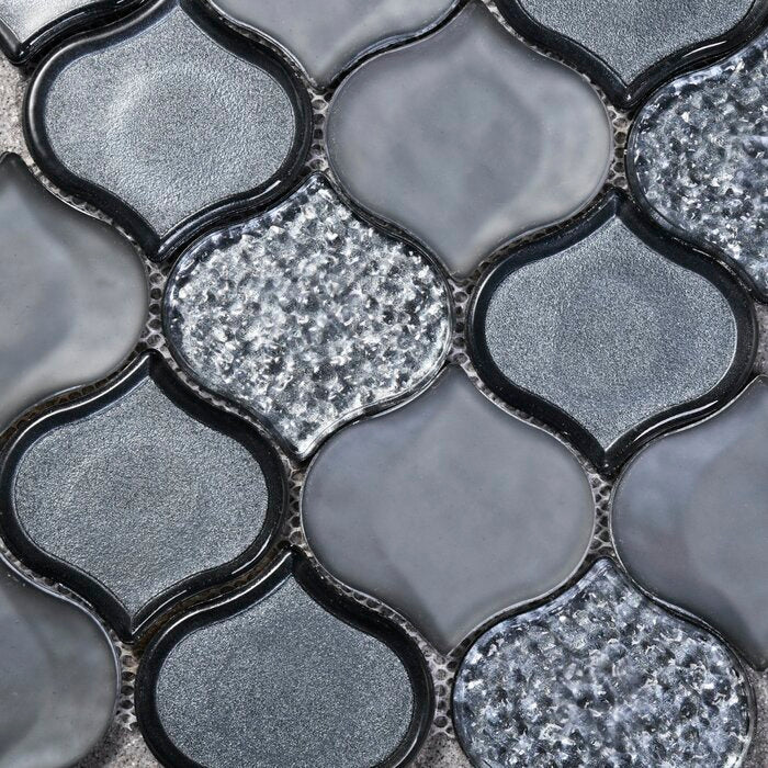 Gray Arabesque Glass Mosaic Wall & Floor Tile (Set of 20) - 2 Boxes