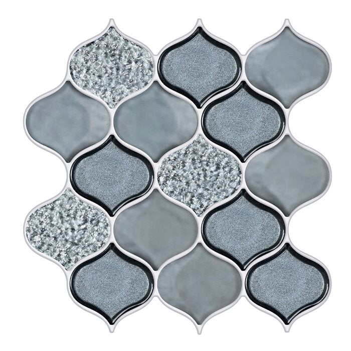 Gray Arabesque Glass Mosaic Wall & Floor Tile (Set of 20) - 2 Boxes