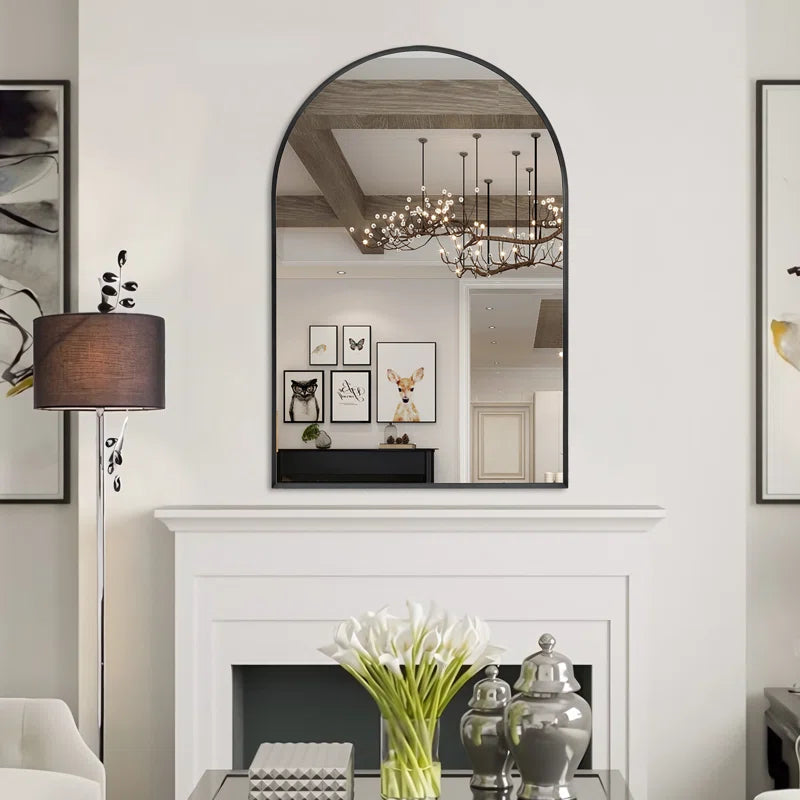 Black Arch Metal Wall Mirror