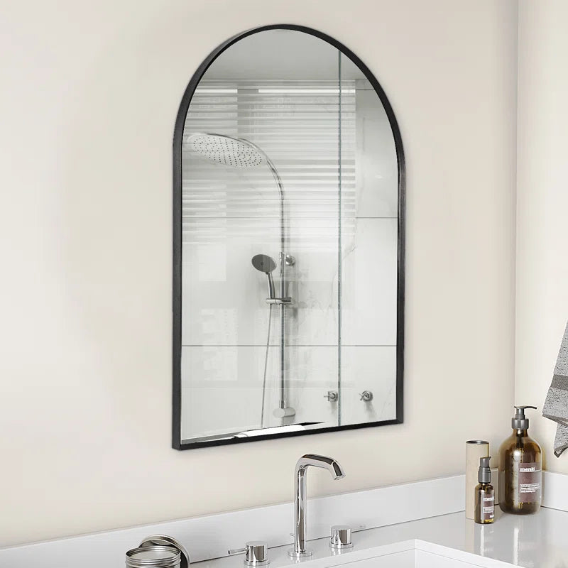 Black Arch Metal Wall Mirror
