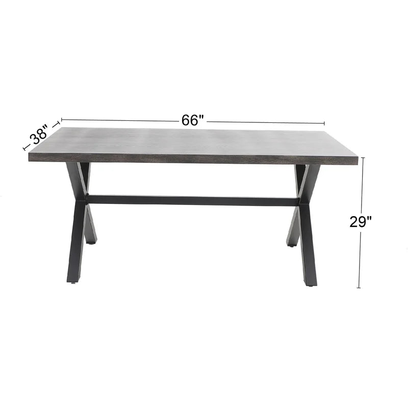 Rectangular 6-Person Long Metal Dining Table