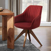 Modern Home Office Swivel Arm Accent Chair with Wood Legs - Red