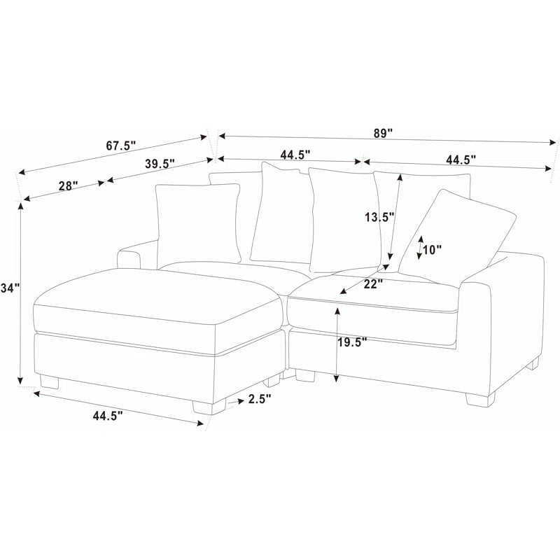 Arzelia Corduroy Sectional Right Sight Only