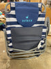 On-Your-Back Sand Chair, Beach Reclining Lawn Chair w/Backpack Straps, Outdoor Furniture for Pool, Camping, or Backyard, Blue Stripe