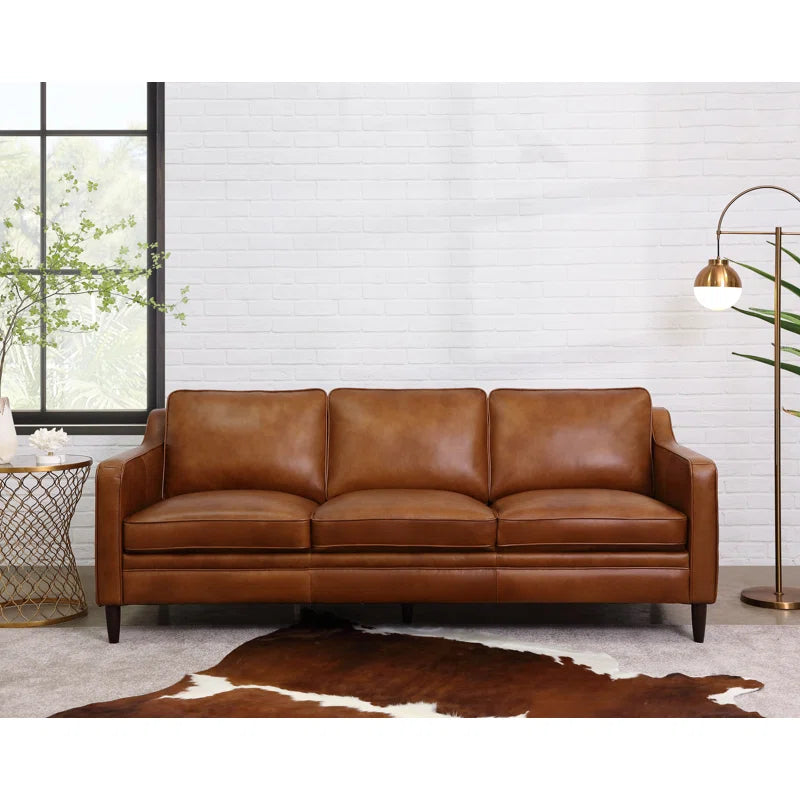 Ashtabula Genuine Leather Square Arm Sofa SHOWROOM ONLY ITEM 6187sr