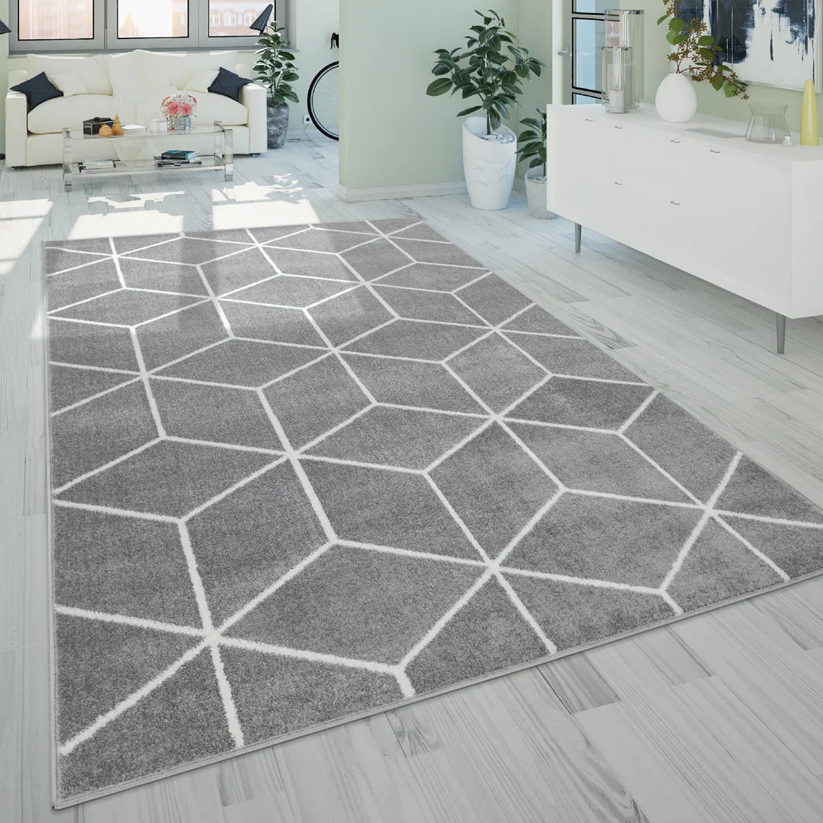 5'3" x 7'3" Askins Geometric Gray Area Rug SHOWROOM ITEM
