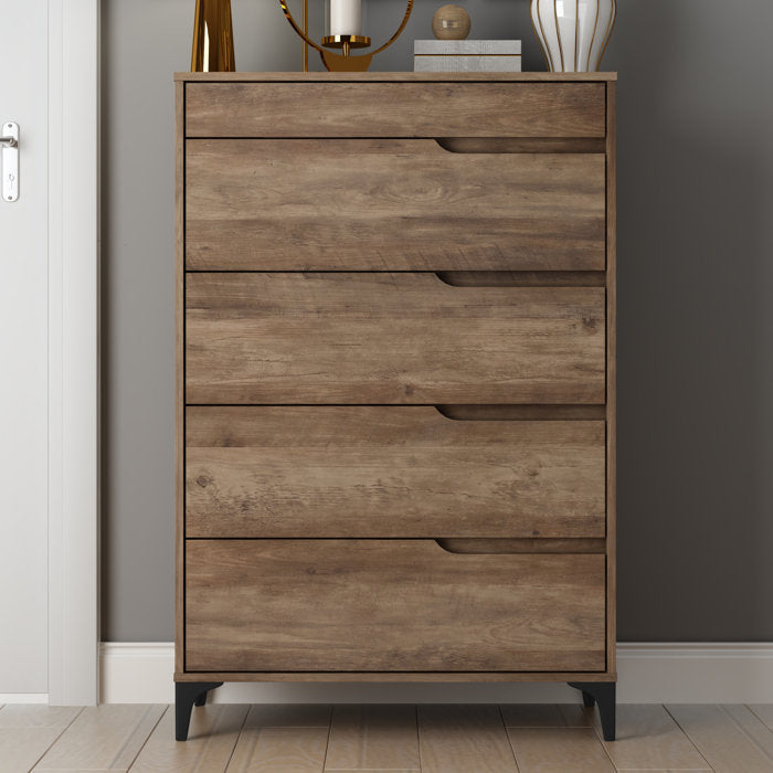 Knotty Oak Asmita 5 Drawer Dresser