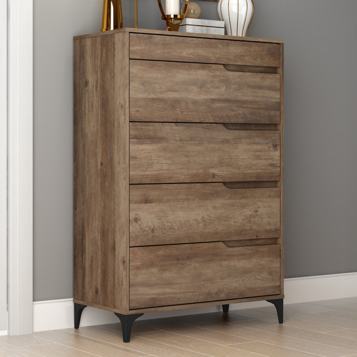 Knotty Oak Asmita 5 Drawer Dresser