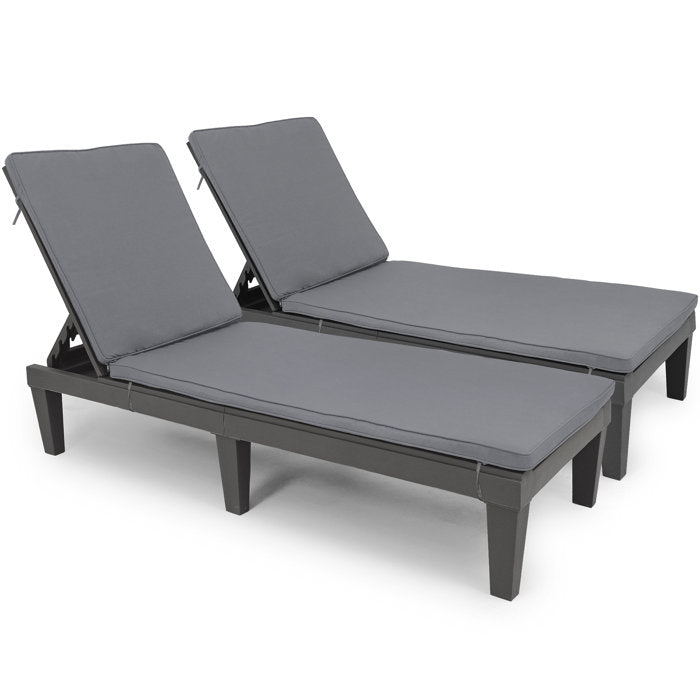 Black Ason Long Reclining Single Chaise with Cushions (Set of 2)