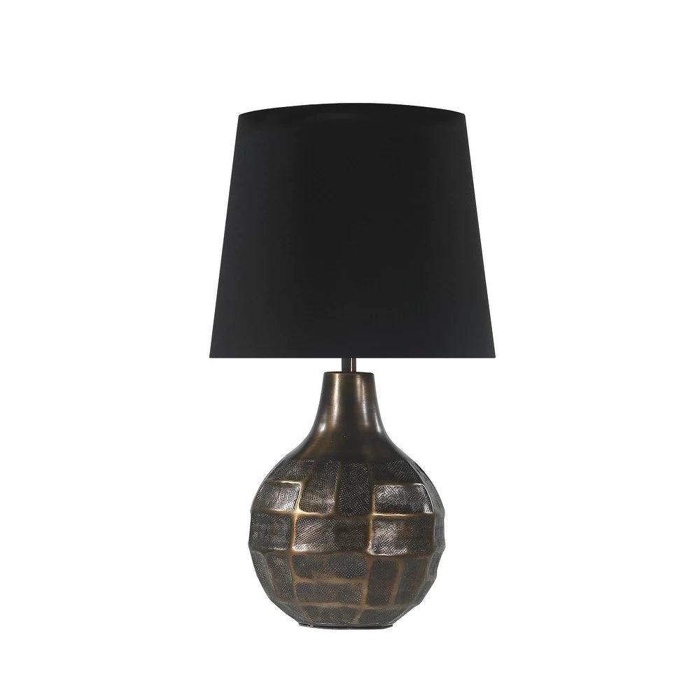 Aspen Creative High Metal Table Lamp, Antique Brass Finish and Empire Shaped Lamp Shade in Black