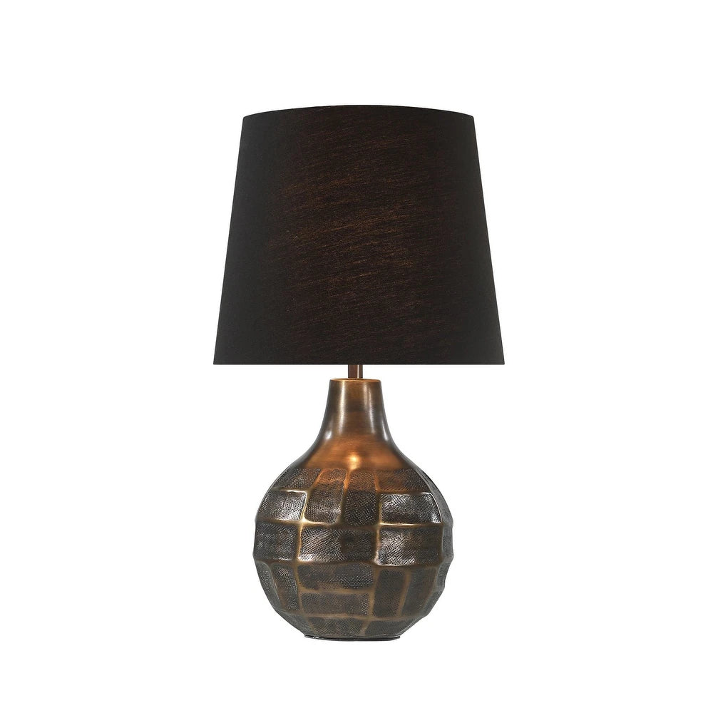 Aspen Creative High Metal Table Lamp, Antique Brass Finish and Empire Shaped Lamp Shade in Black