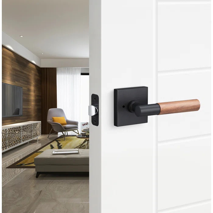 Aspra Square Privacy Rosette, Walnut Grip