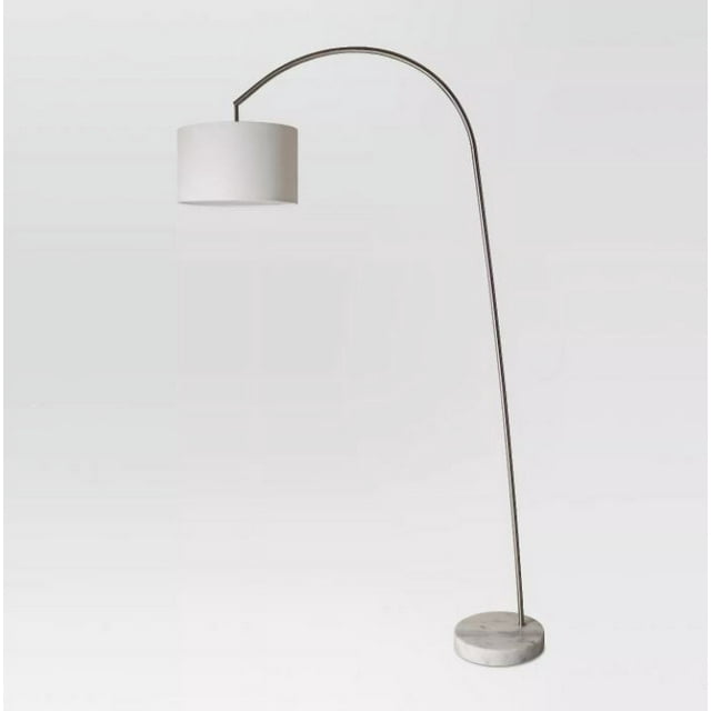 Avenal Shaded Arc with Marble Base Floor Lamp Nickel Finish