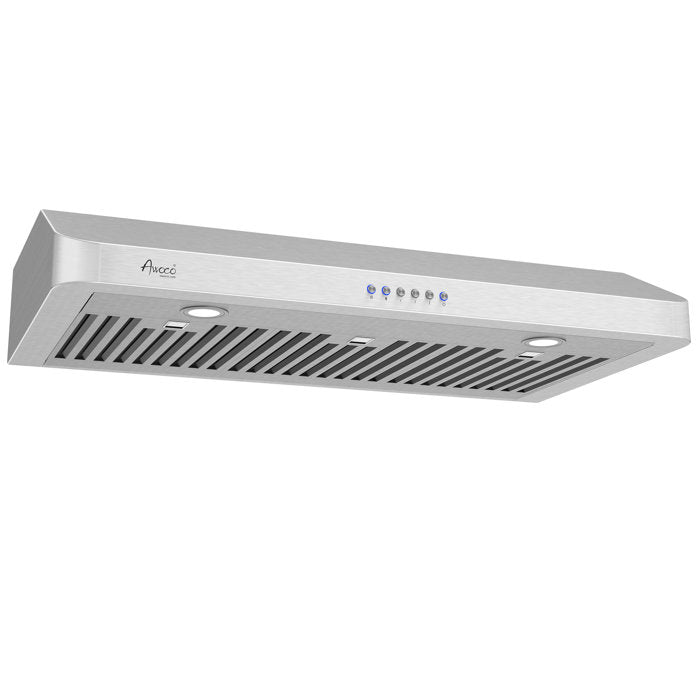 900 Cubic Feet Per Minute CFM Ducted Under Cabinet Range Hood in Stainless Steel with Baffle Filter and Light Included