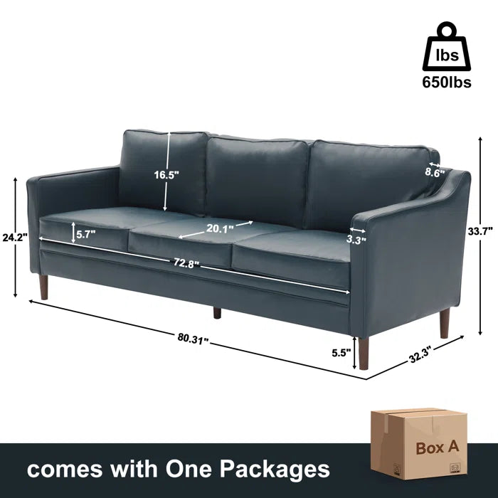 Azleigh Faux Leather Square Arm Sofa