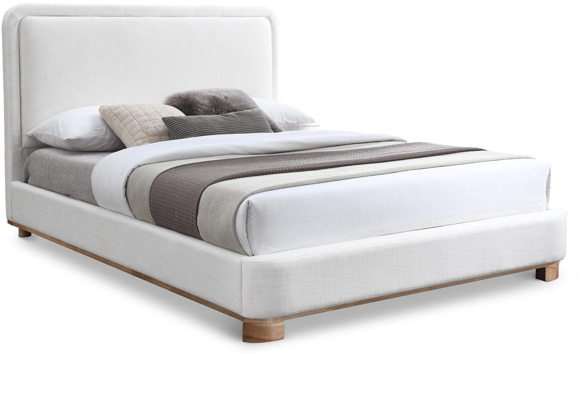 Nolita Cream Linen Textured Fabric King Bed SHOWROOM ITEM