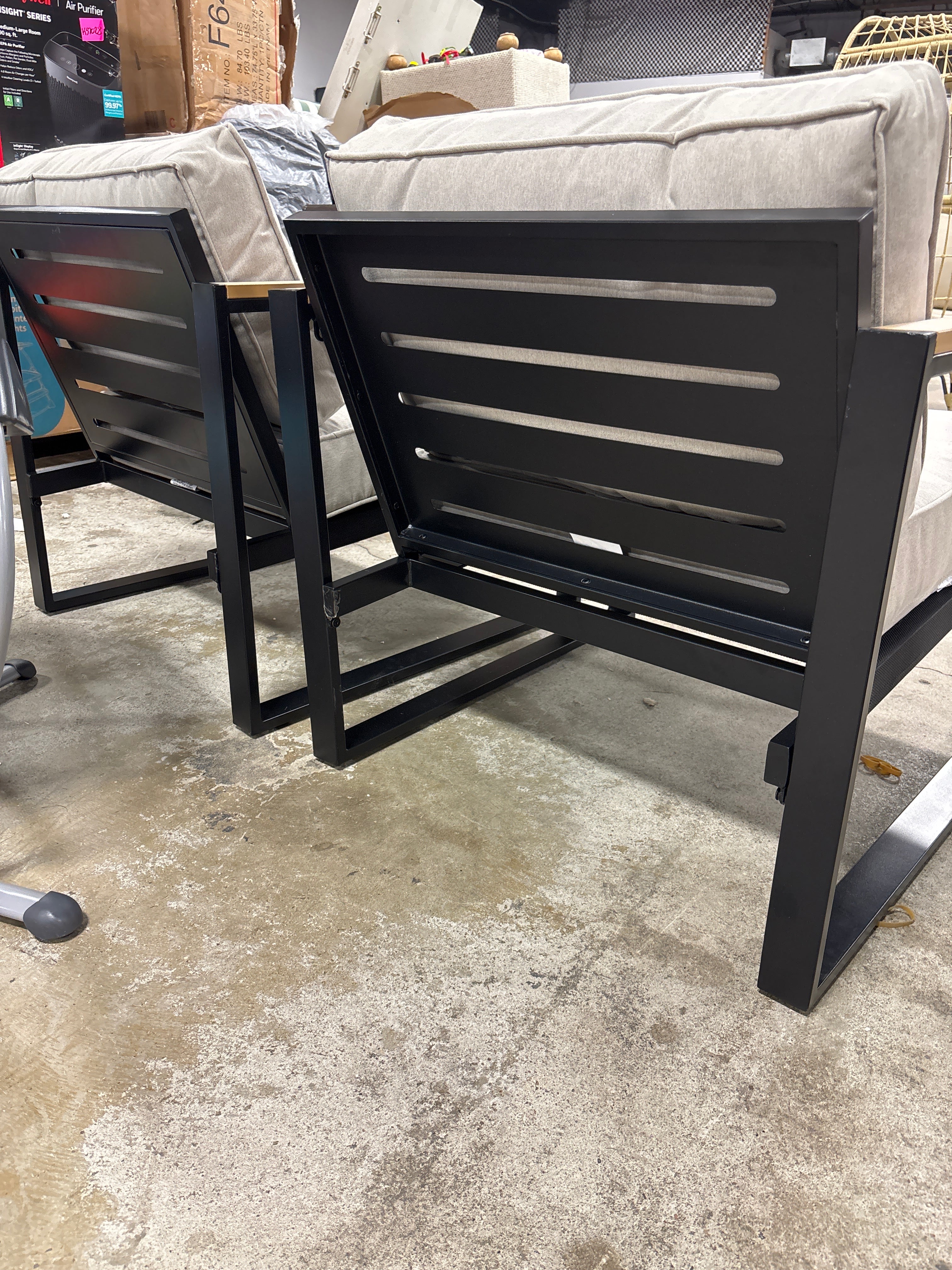 2pc Henning Outdoor Patio Club Chairs - Black SHOWROOM ITEM