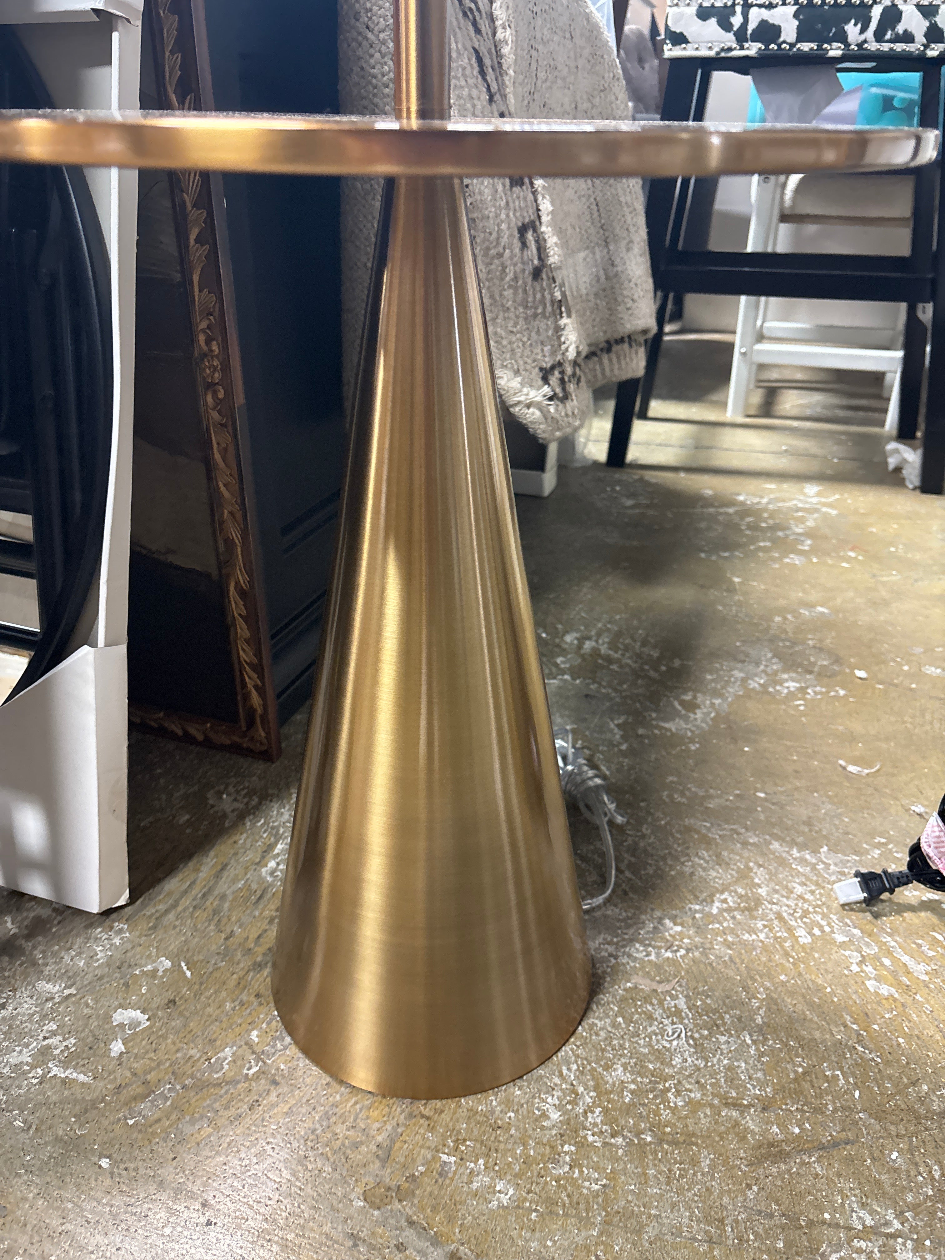 67.75"x17" Modern Floor Lamp with Table - Brass SHOWROOM ITEM