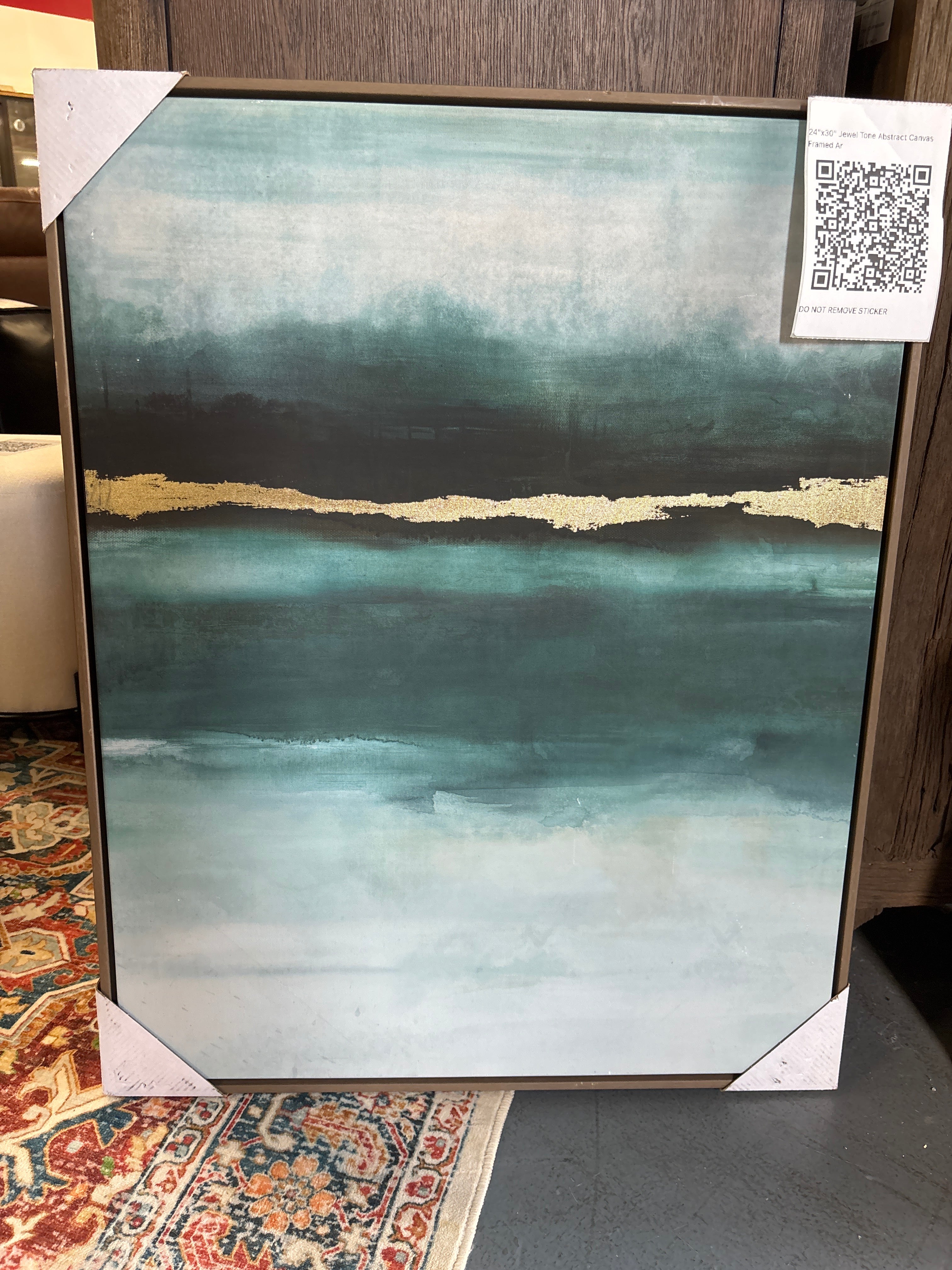 24"x30" Jewel Tone Abstract Canvas Framed Art SHOWROOM ITEM