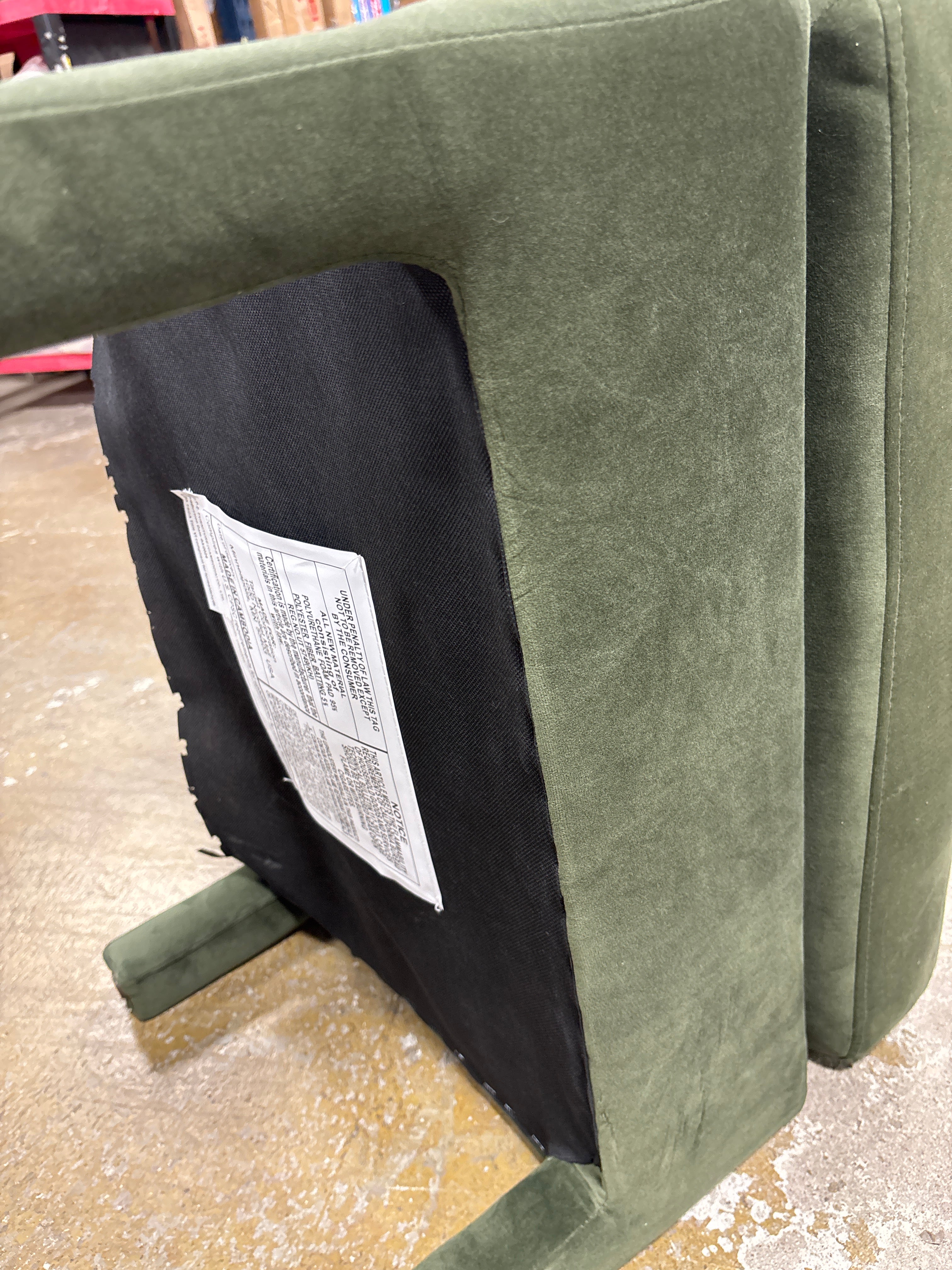 Bellfield Fully Upholstered Ottoman - Olive Green Velvet SHOWROOM ITEM