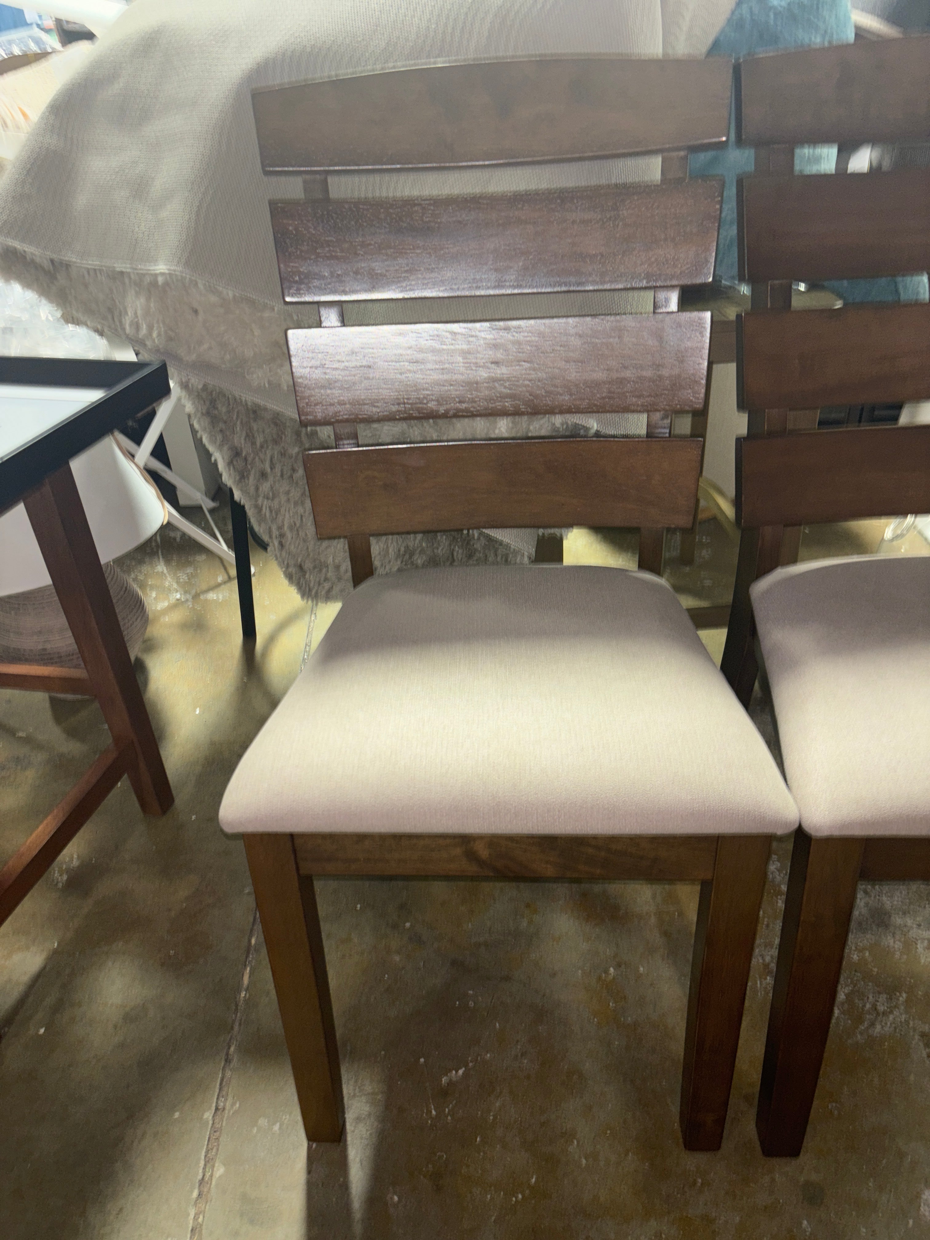 (Set of 2) Dining Chair with Slatted High Backrest and Rubber Wood Legs SHOWROOM ITEM
