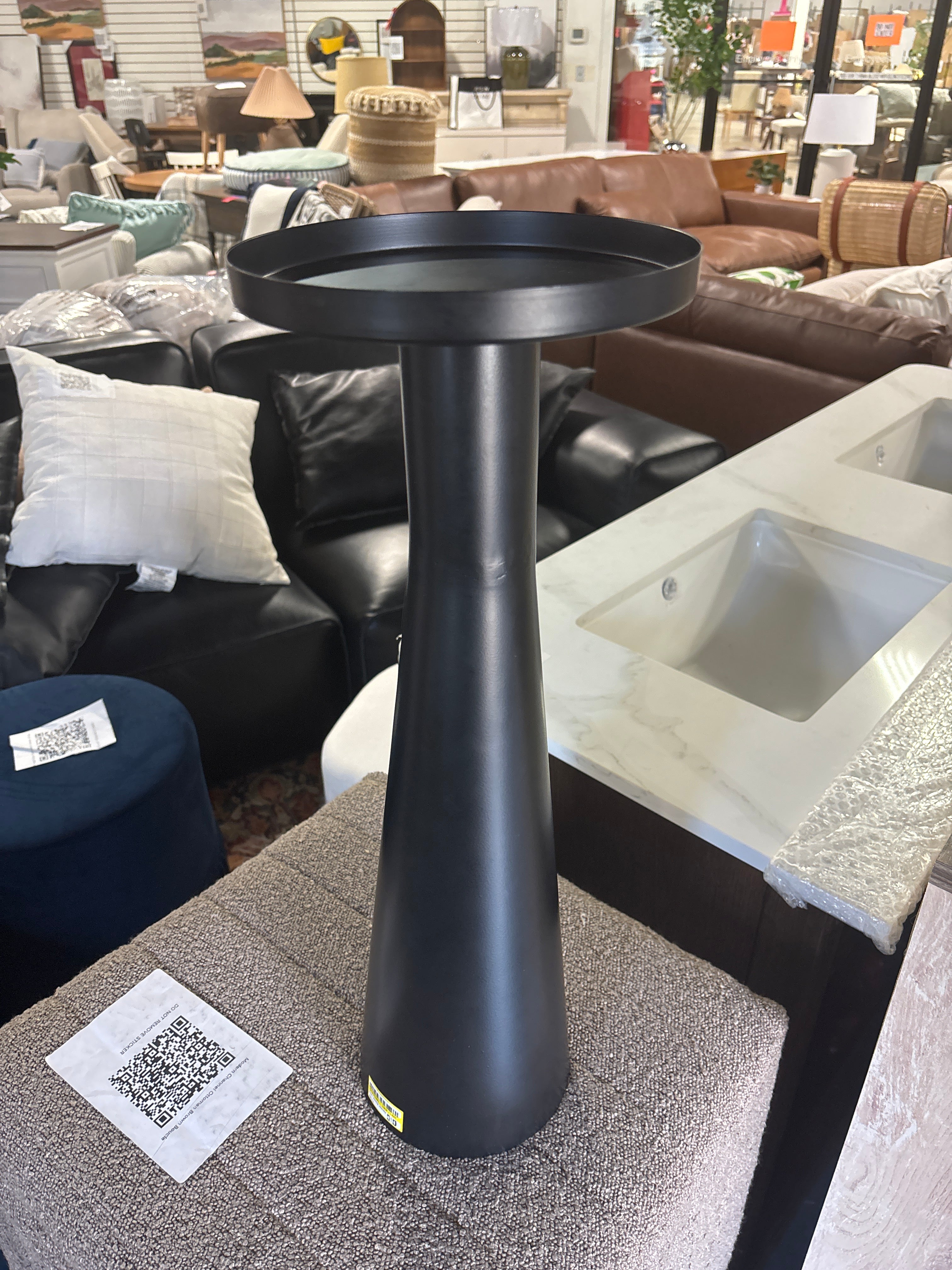 Alester Round Smooth Metal Drink Table - Black SHOWROOM ITEM