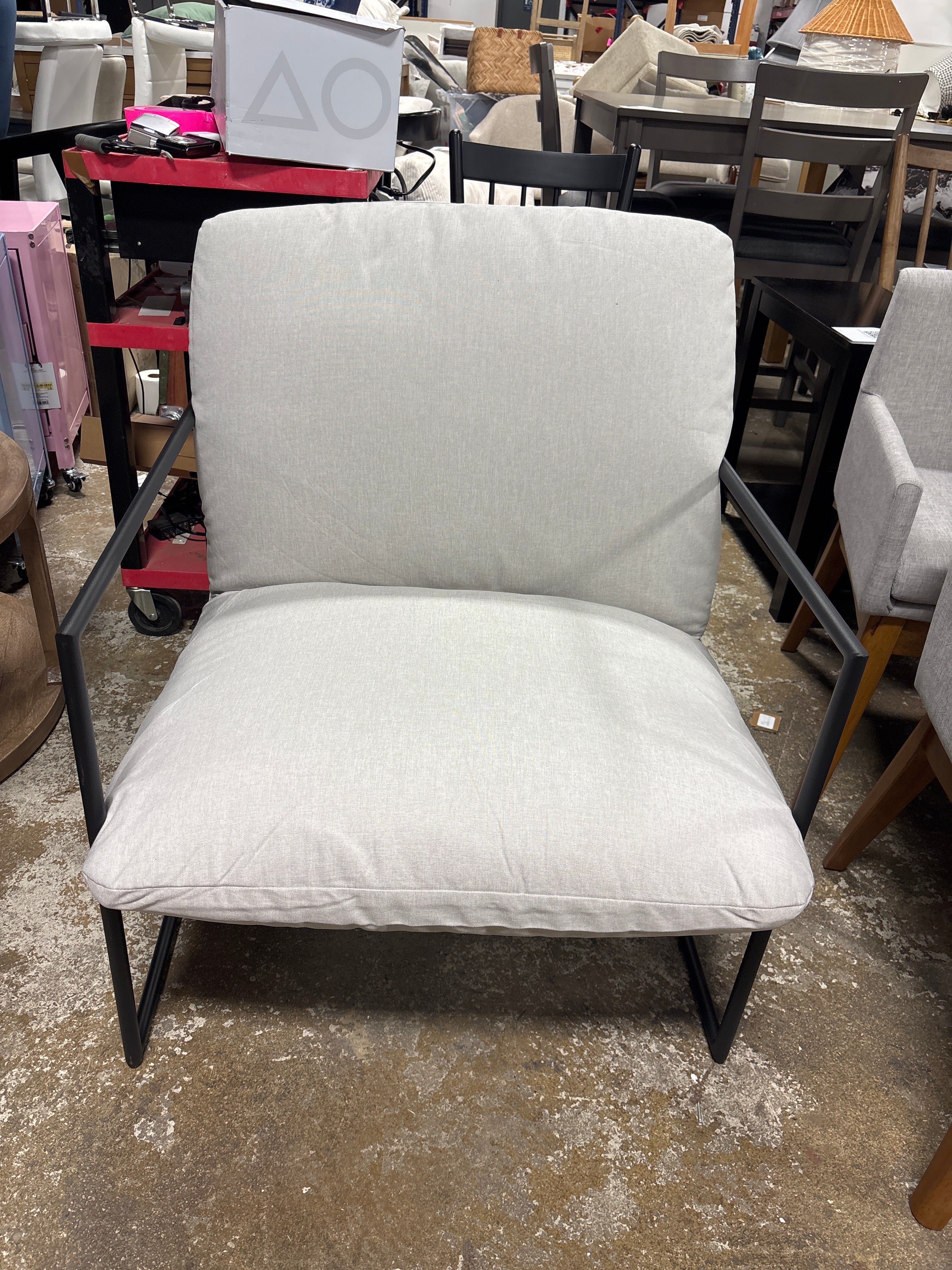 Metal Framed Sling Chair - Off White SHOWROOM ITEM