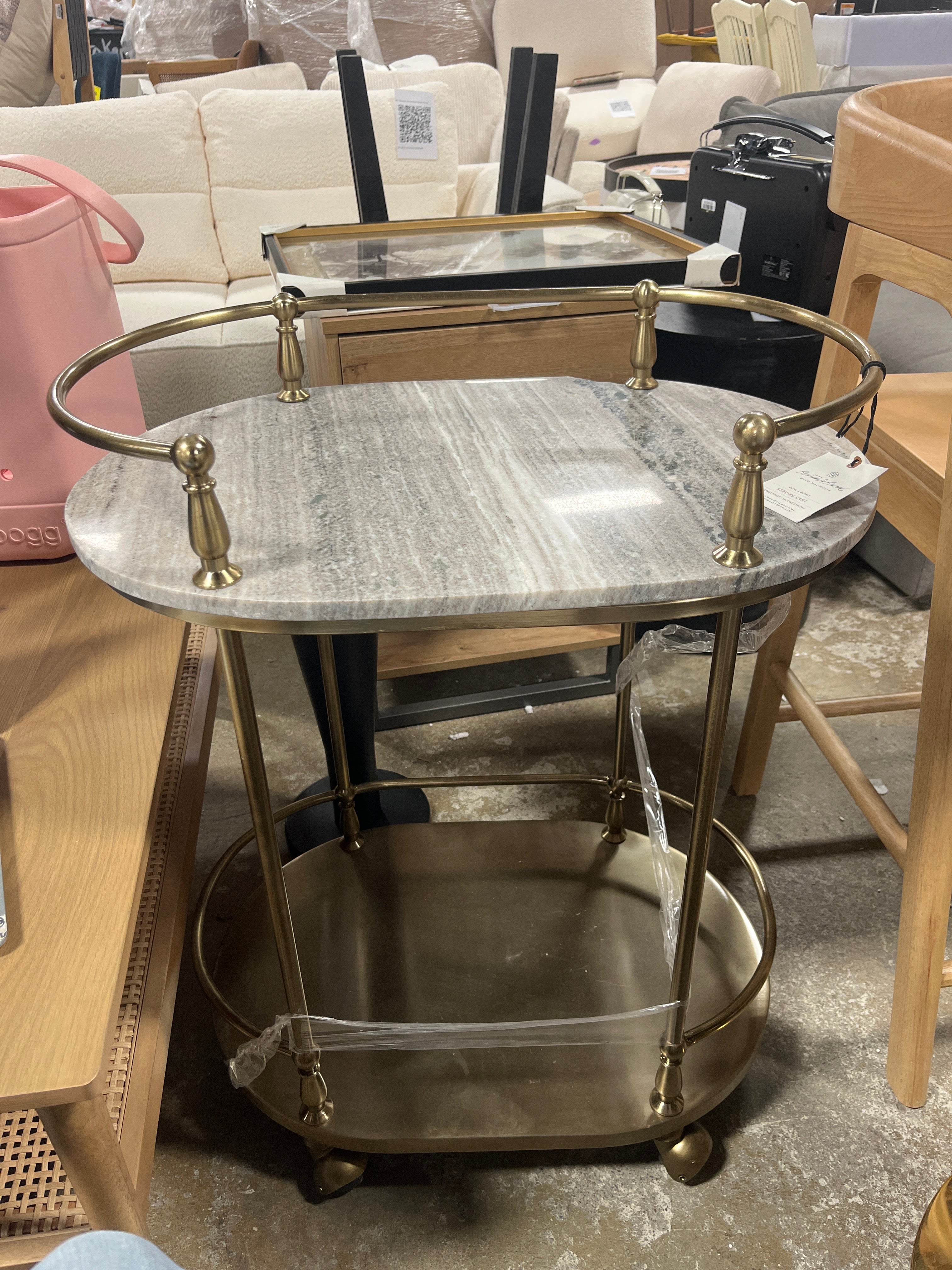 30" Metal and Marble Bar Serving Cart - Hearth & Hand™ with Magnolia SHOWROOM ITEM