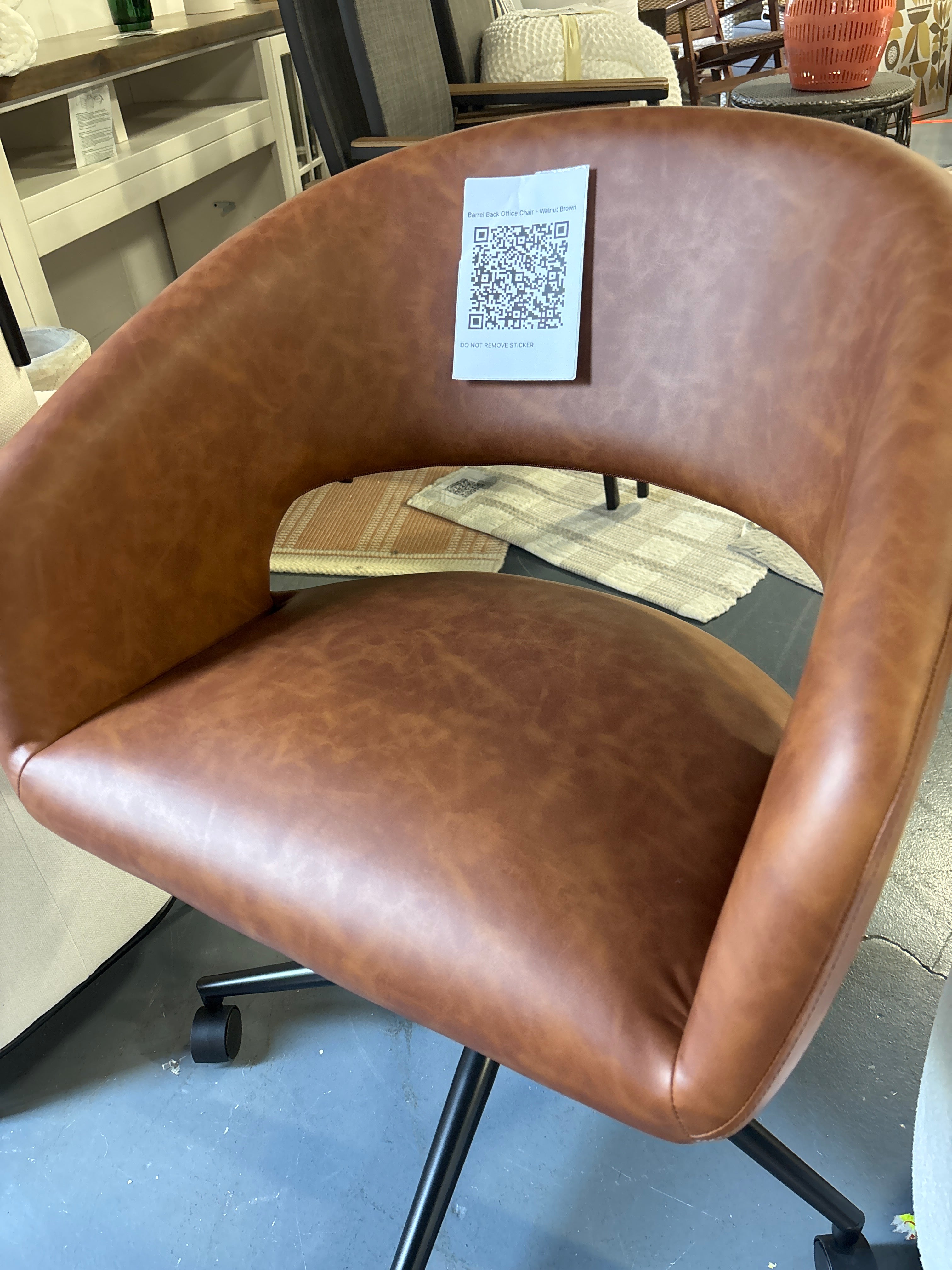 Barrel Back Office Chair - Walnut Brown SHOWROOM ITEM