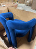Velvet Upholstered Goat's horn Armless Accent Chair For Living Room - Navy Blue