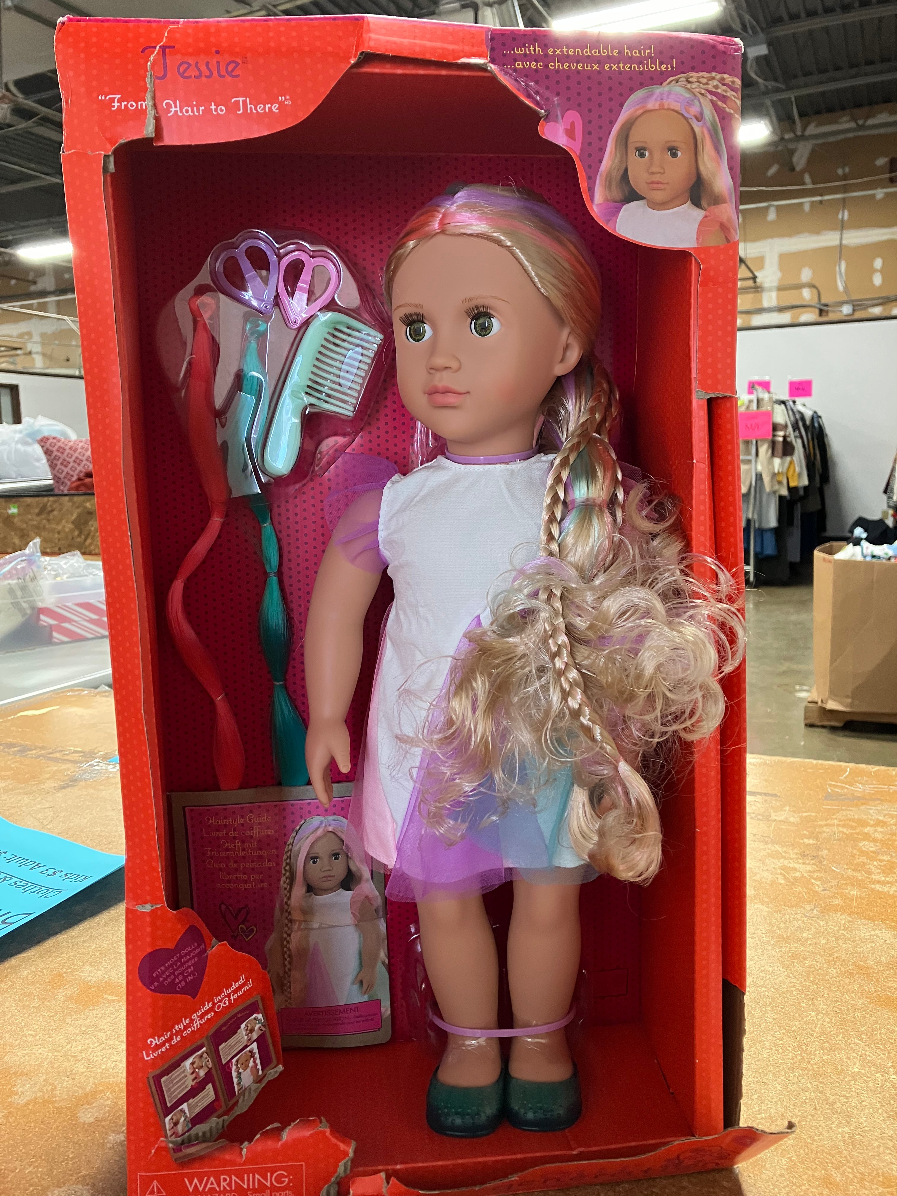 Rainbow Hair Grow Doll with Hair Clips and Styling Book Accessories
