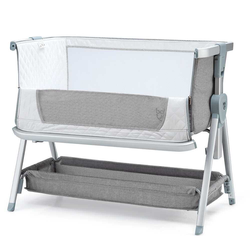Baby Bassinet Bed Side Crib Adjustable Infant Sleeper Bassinet - Light Grey