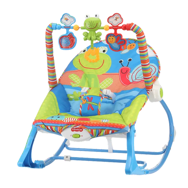 Baby Bouncer Infant to Toddler Rocker & Seat with Vibrations and Removable -Toy Bar, Blue