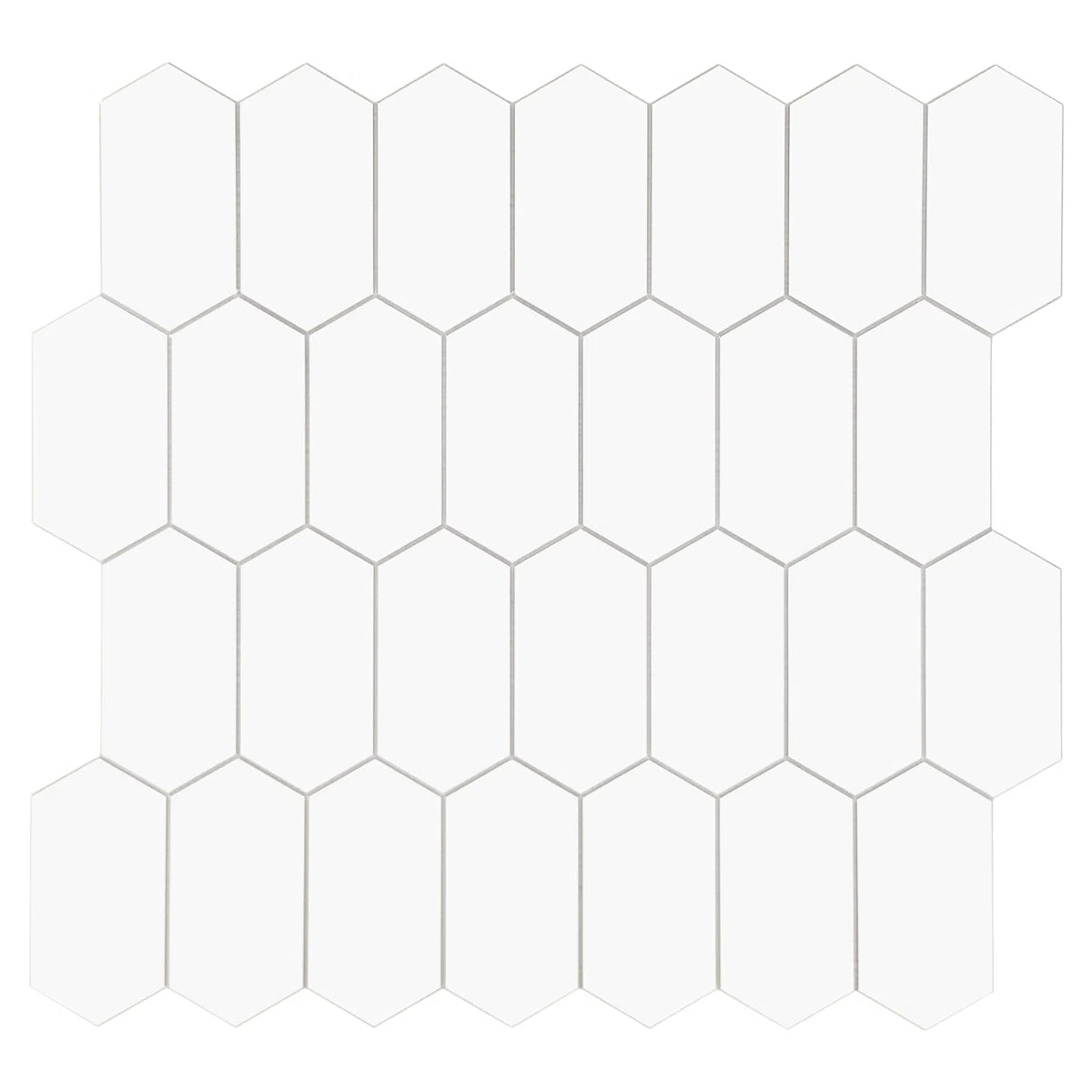 Backsplash Tile For Kitchen Peel And Stick. White Long Hexagon Self Adhesive Wall Tile