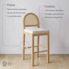 Bailey Boucle Upholstered Rattan Bar Stool or Counter Height Stool with Natural Rattan Woven Back For Kitchen Island - Single - Warm Pine - Bar Height