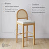 Bailey Boucle Upholstered Rattan Bar Stool or Counter Height Stool with Natural Rattan Woven Back For Kitchen Island - Single - Warm Pine - Bar Height