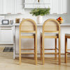 Bailey Boucle Upholstered Rattan Bar Stool or Counter Height Stool with Natural Rattan Woven Back For Kitchen Island - Single - Warm Pine - Bar Height