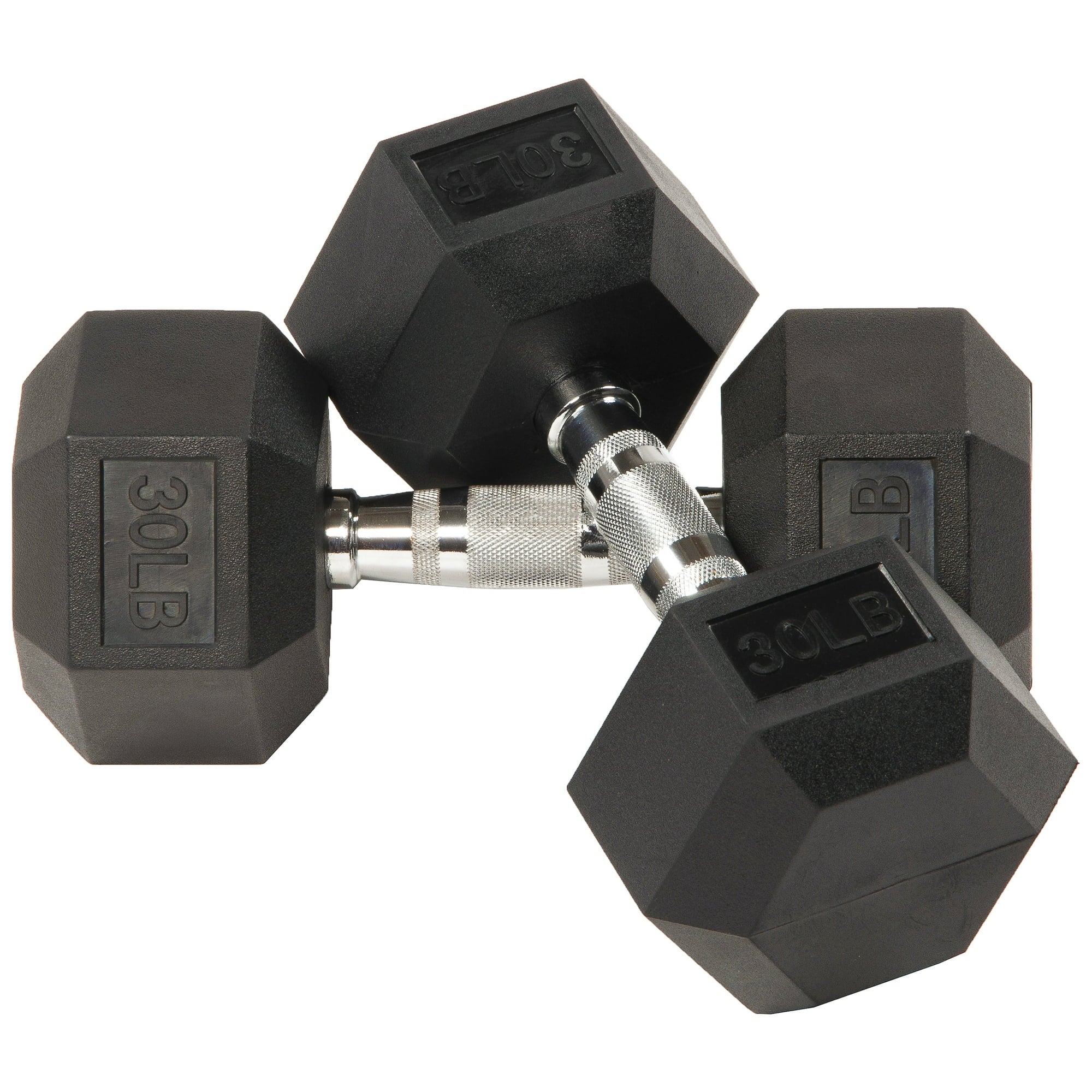 Rubber Hex Dumbbells, 1-Piece, Black