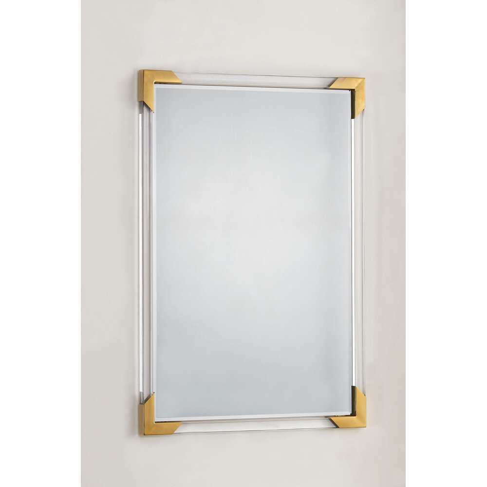 Balkan Acrylic Gold Rectangular Wall Mirror - Clear