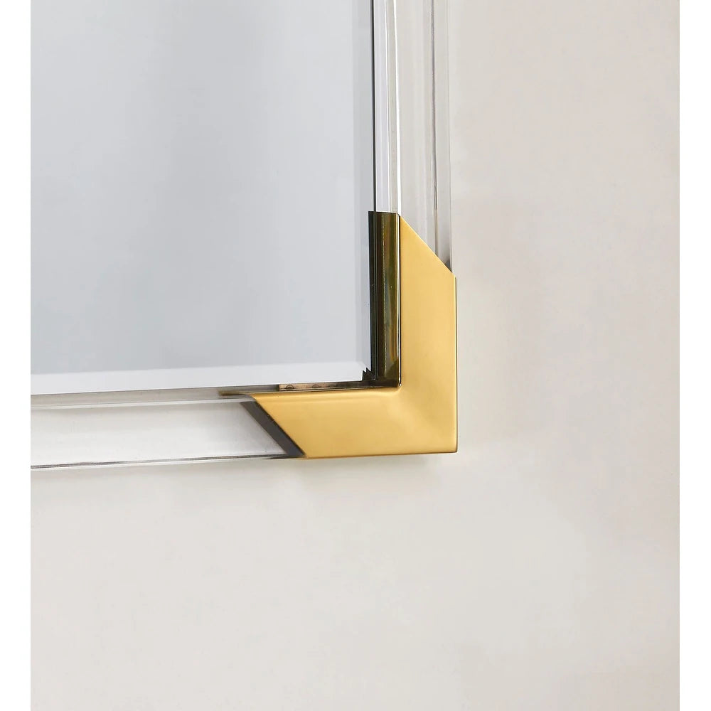 Balkan Acrylic Gold Rectangular Wall Mirror - Clear