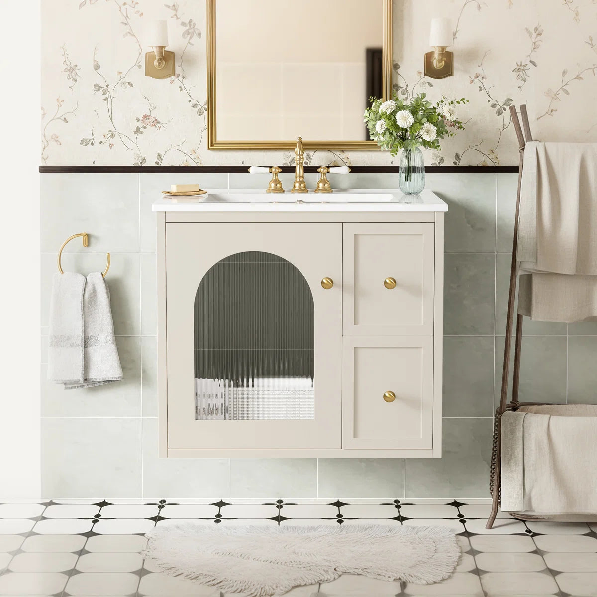 Baltique 24” Modern Wall Mount Bathroom Vanity with Ceramic Sink SHOWROOM ITEM