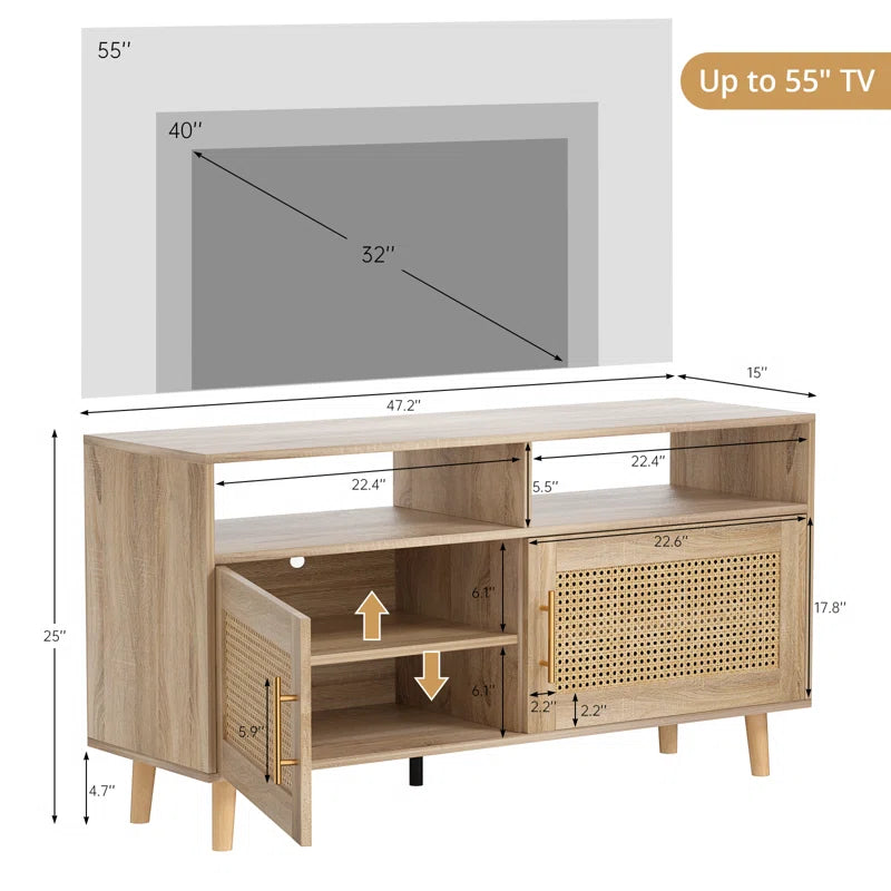 Baltz Rattan TV Stand Media Console