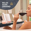 Bambusi Bathtub Caddy Tray with Extending Sides, Reading Stand, Wine Holder and Cellphone Tray - Black