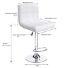 Bar Stools Adjustable Armless Swivel PU Leather Barstools Set of 2 - White