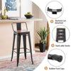 Back Industrial Metal Barstools with Wooden Seats - Black - Short (Set of 4)