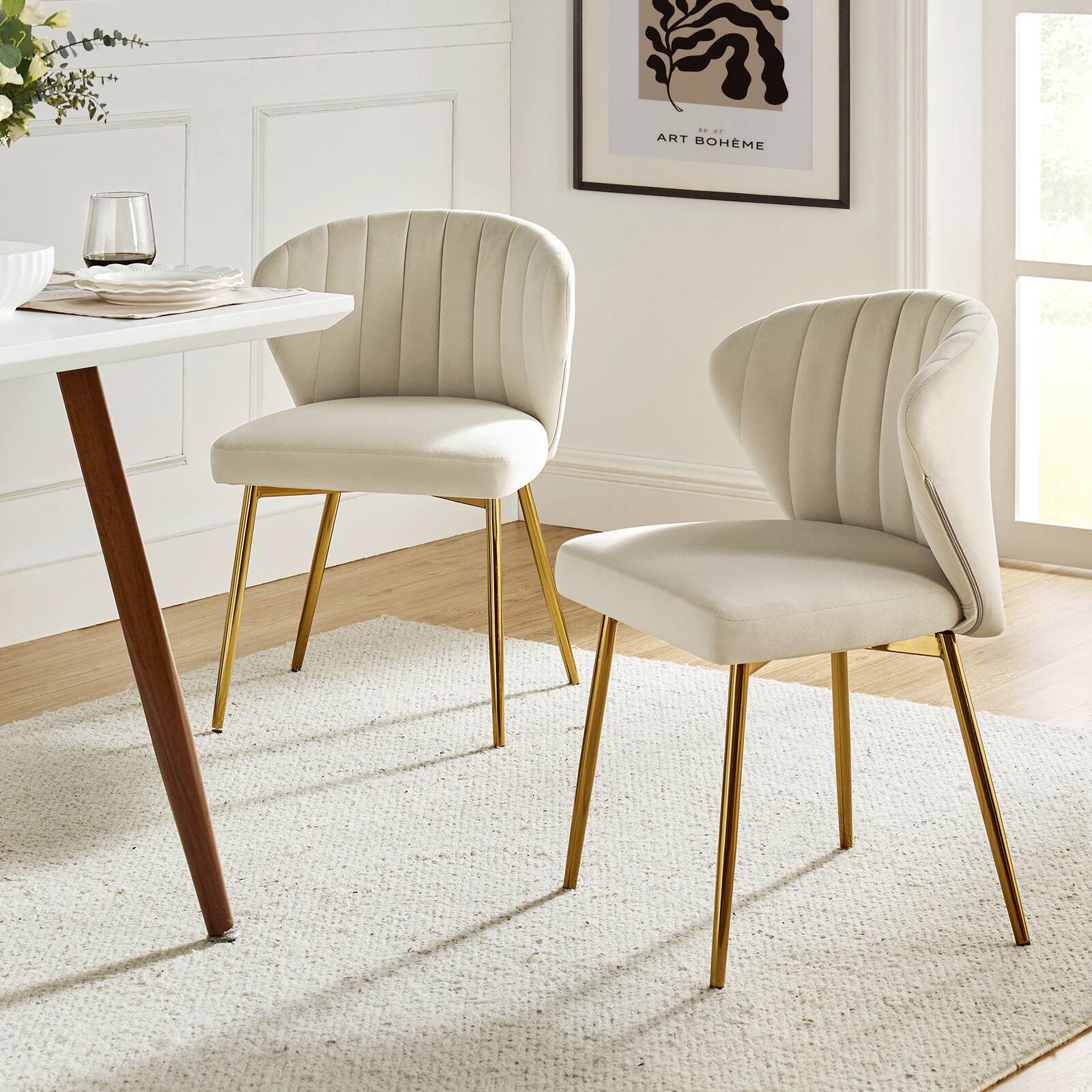 Barbara Contemporary Upholstered Side Chair with Metal Legs